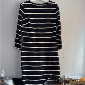 Old Navy Black and White Striped Long Sleeve Sheath Dress